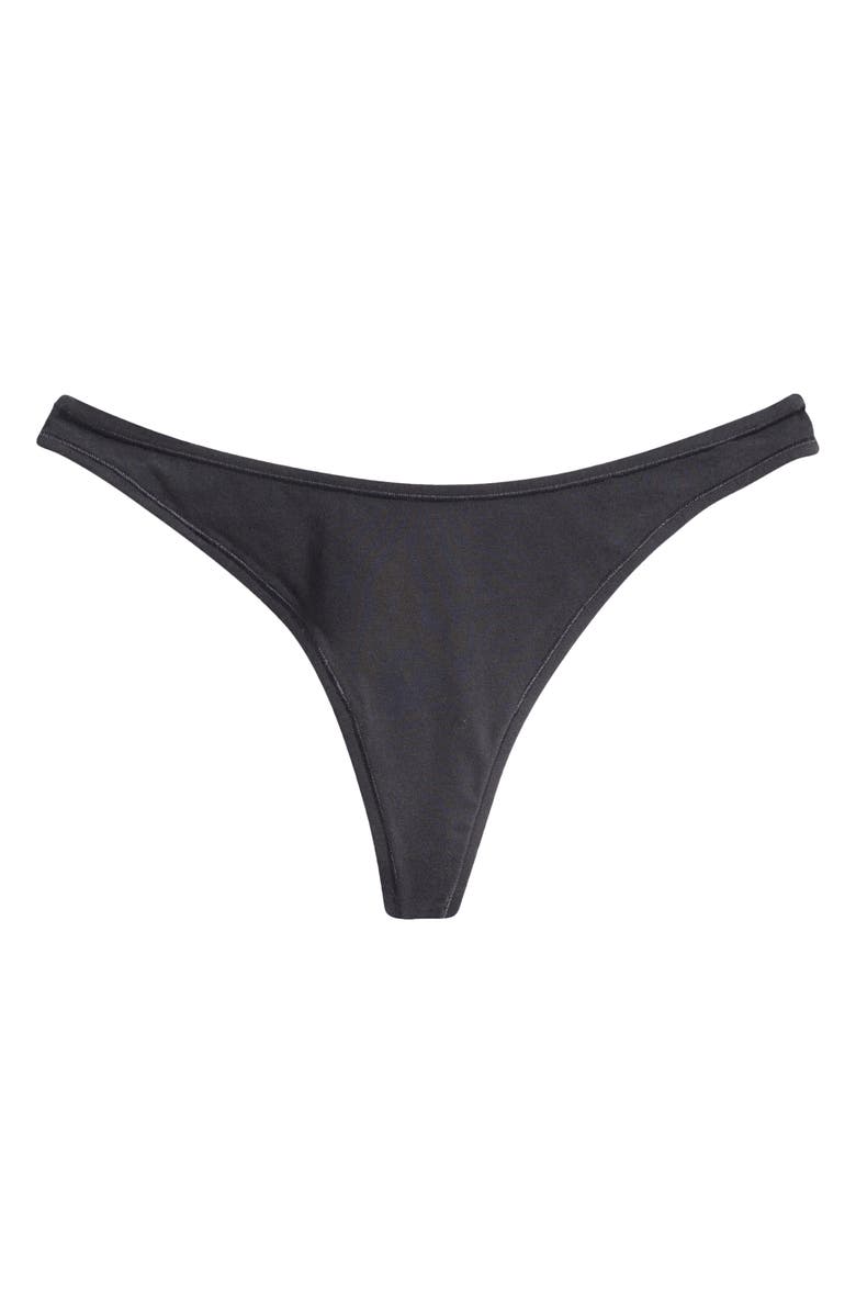 SKIMS Everyday Cotton Thong, Main, color, Onyx