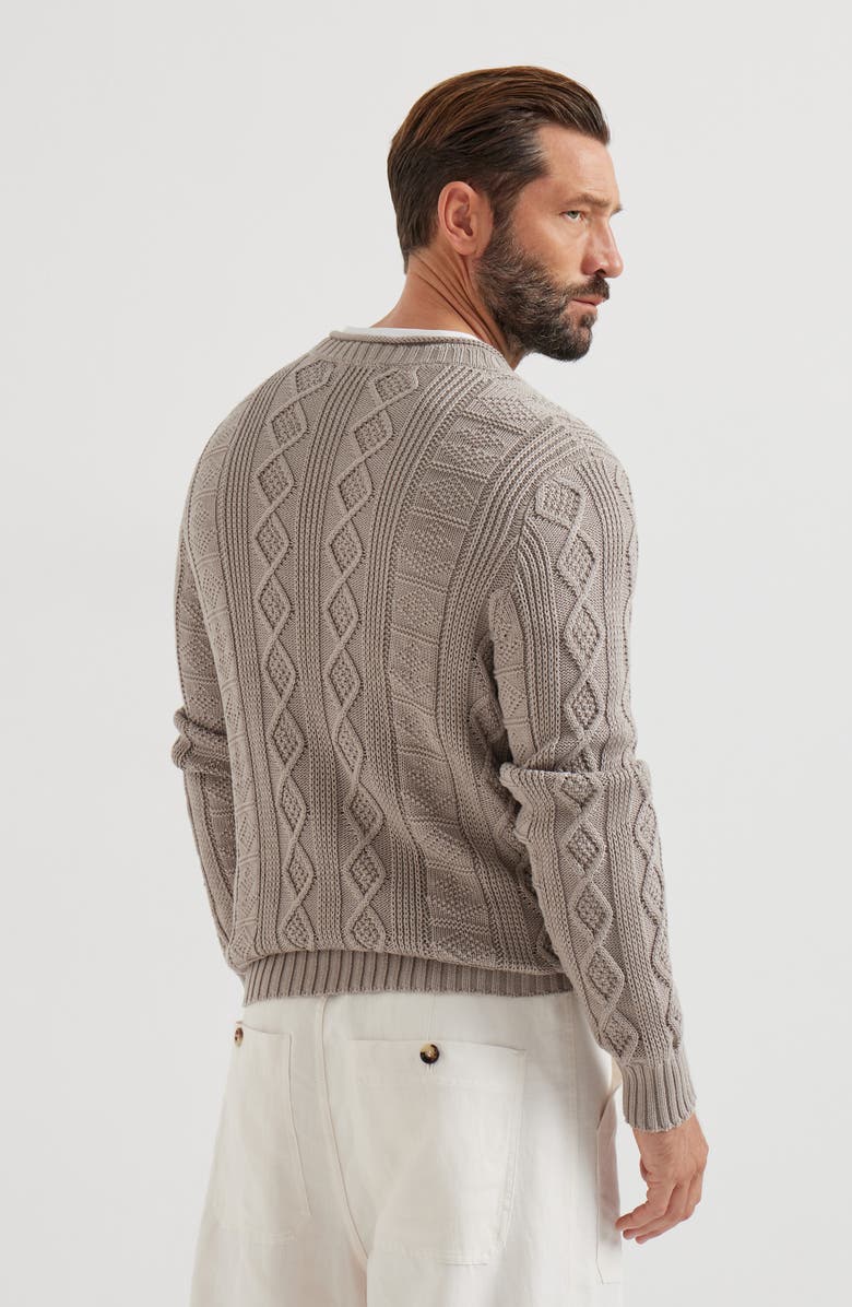 Brunello Cucinelli Fisherman's cable sweater, Alternate, color, Brown