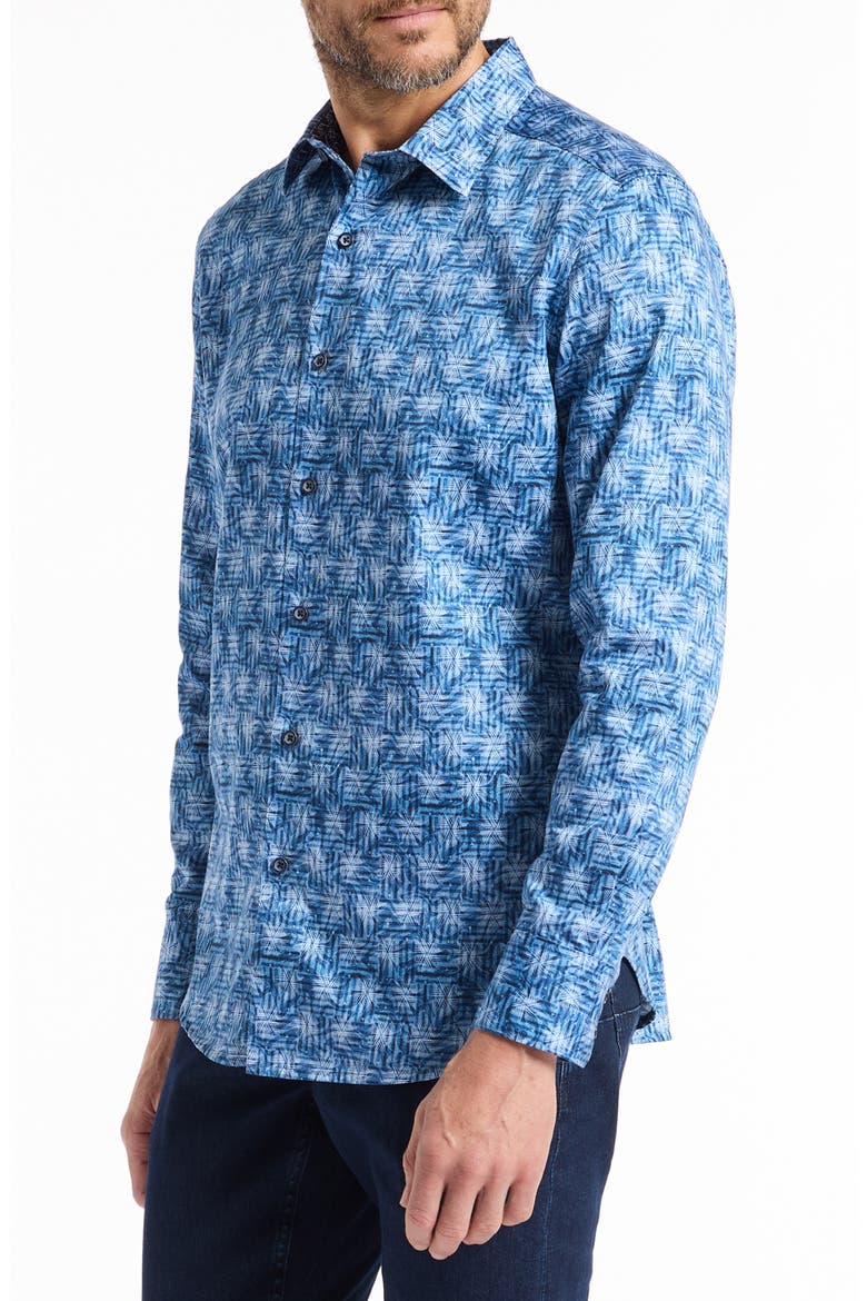 Warlow Cotton Button-Up Shirt, Alternate, color, BLUE