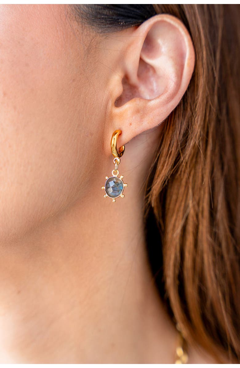 Loni Paul Jewelry Labradorite Charm Hoop Earrings, Alternate, color, Gold