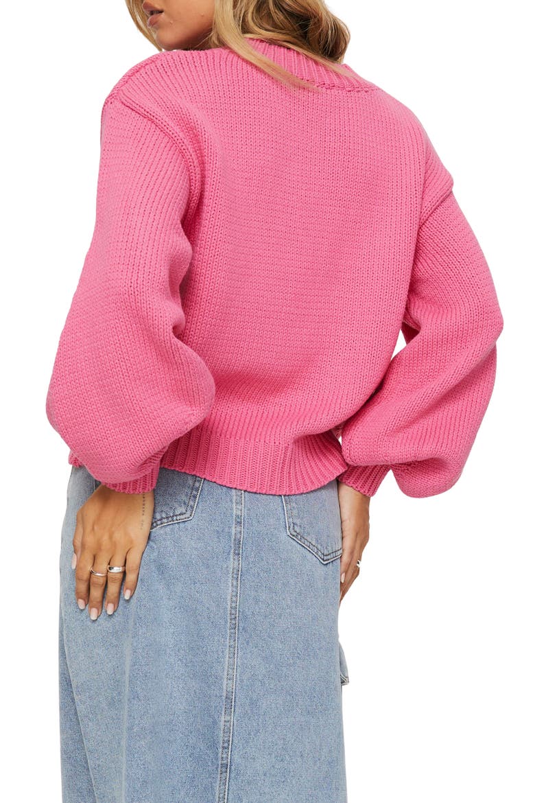 Harmony Balloon Sleeve Sweater, Alternate, color, PINK