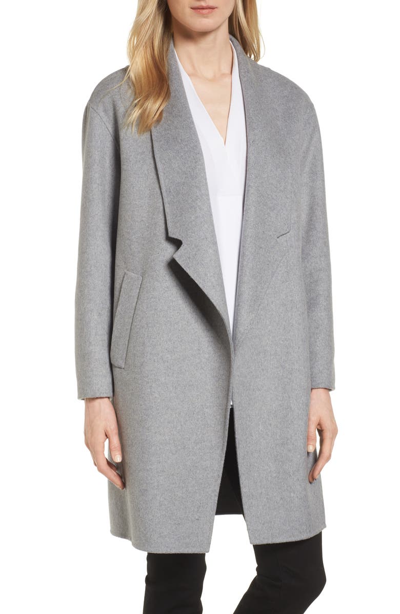 Eliza J Double Face Wool Blend Boyfriend Coat, Main, color,