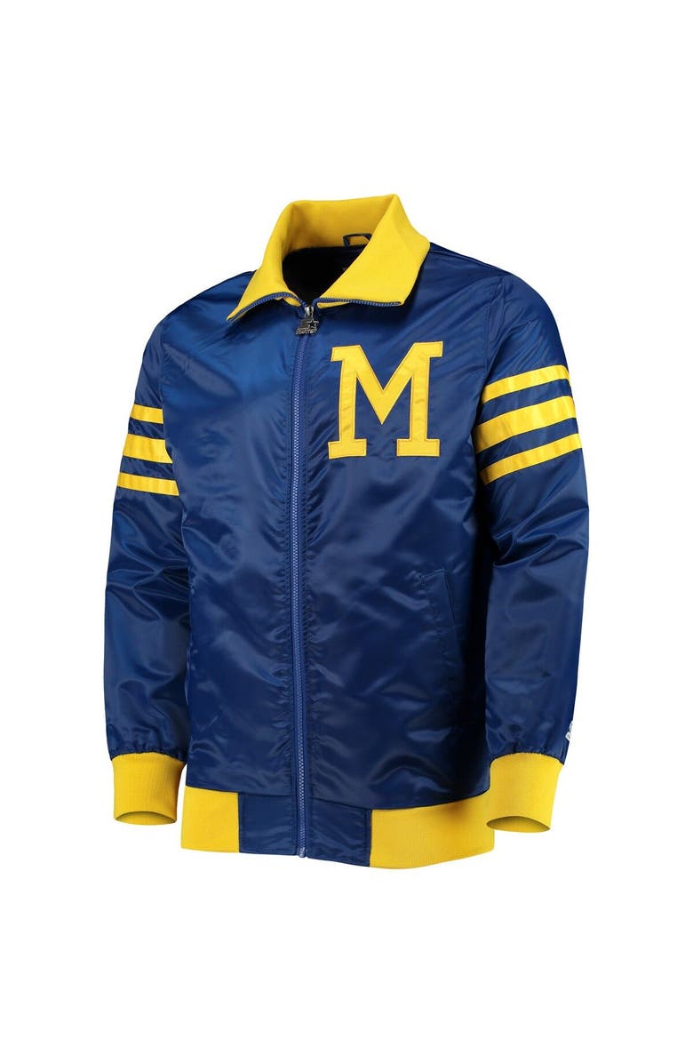 STARTER Men's Starter Royal Milwaukee Brewers The Captain III Full-Zip Varsity Jacket, Alternate, color,