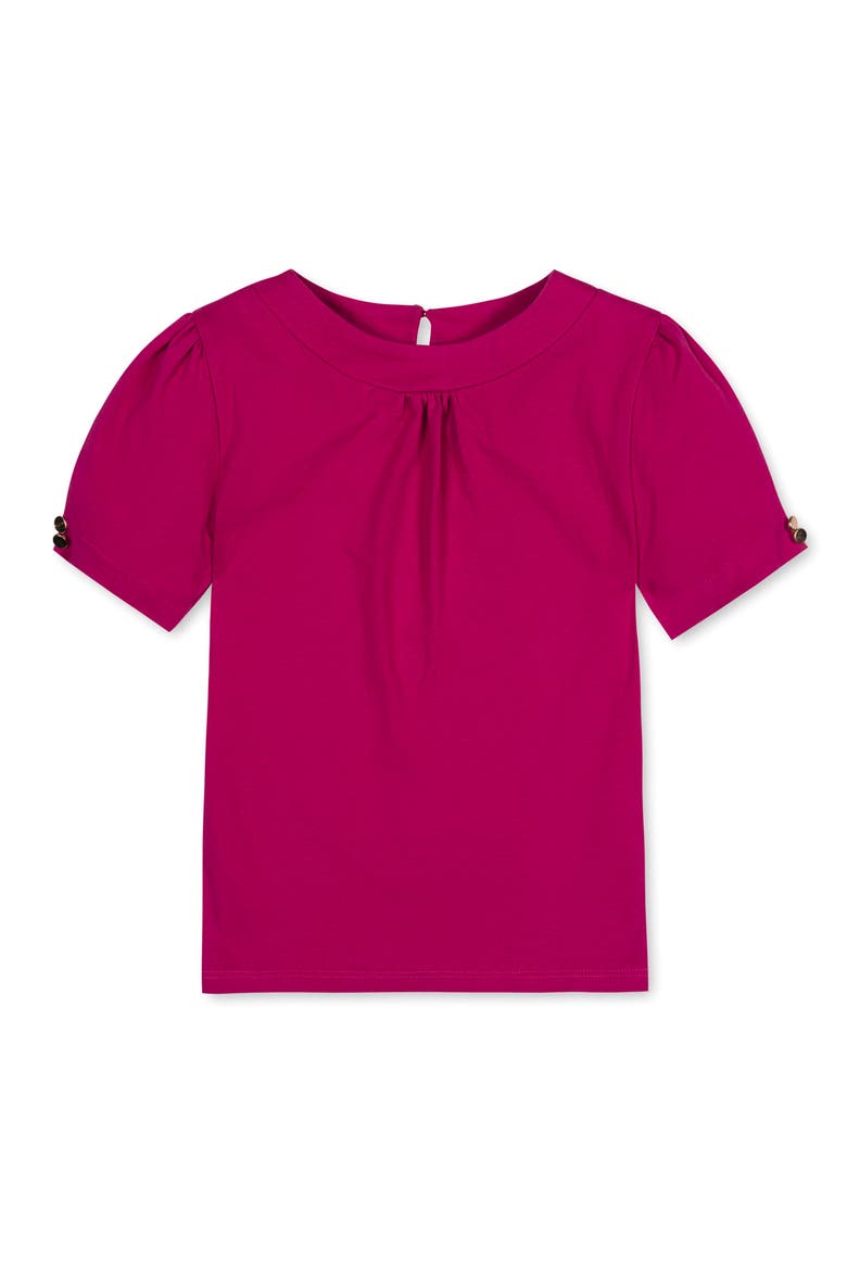 Kids' Organic Puff Sleeve Knit Top, Main, color, Vivid Pink