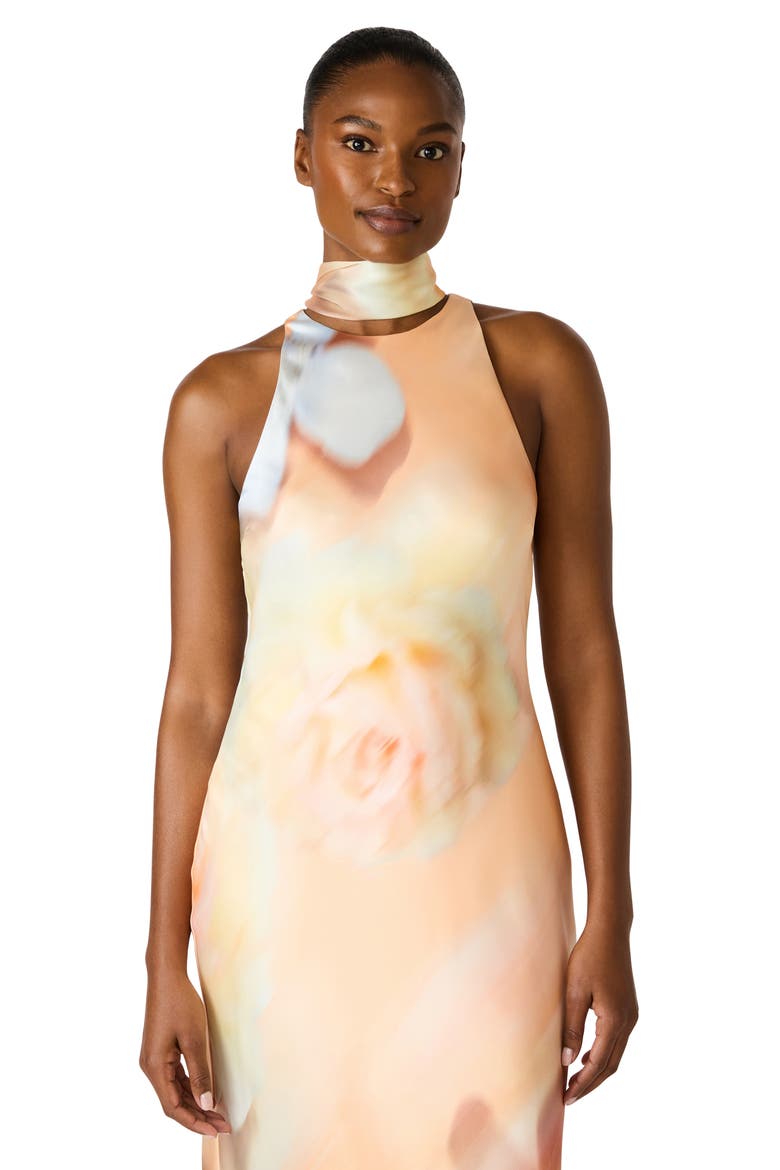 Jaidan Satin Scarf Maxi Dress, Alternate, color, CORAL HAZE