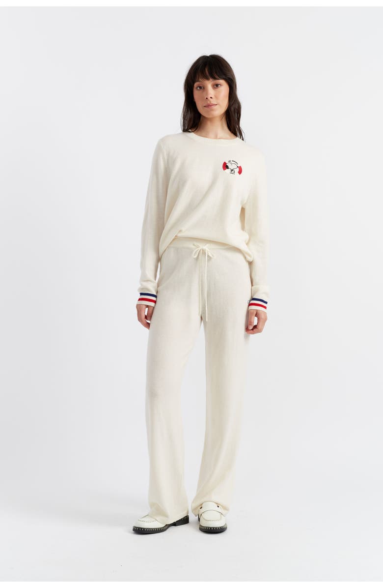 Chinti & Parker Snoopy Nautical Wide Leg Wool Cashmere Pants, Alternate, color, Cream/Multi