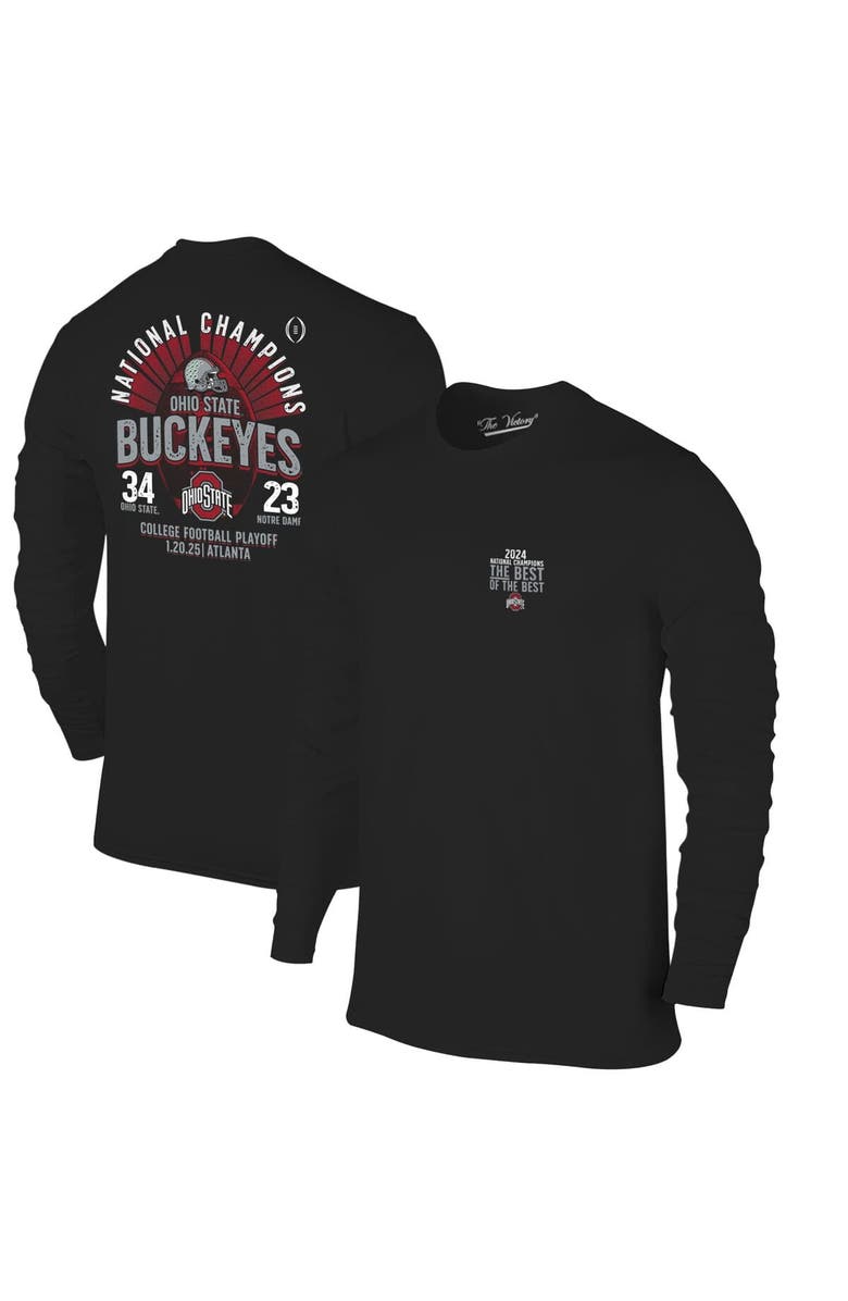 VICTORY LABEL Men's Black Ohio State Buckeyes College Football Playoff 2024 National Champions Score Long Sleeve T-Shirt, Main, color,