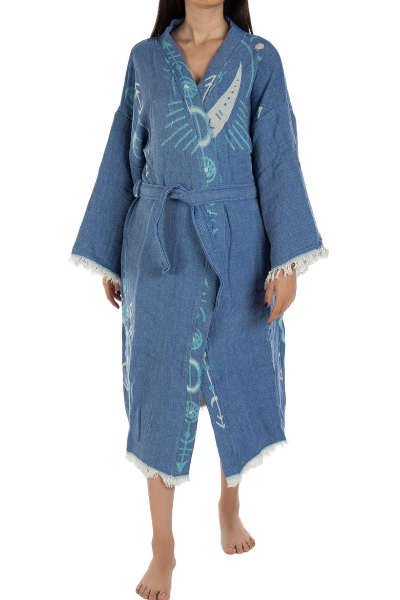 Luna - Moon Handmade Boho Cotton Robe Cover-Up, Alternate, color, Blue