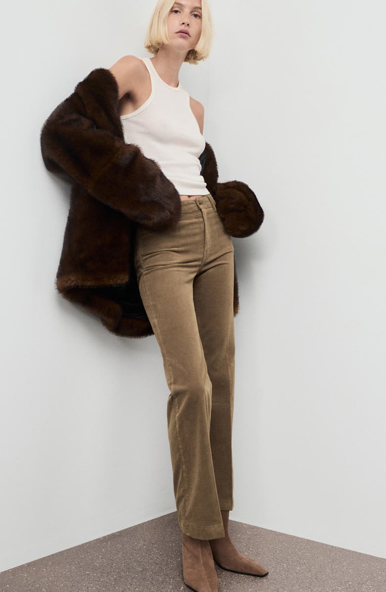 MANGO Bootcut Corduroy Pants, Alternate, color, Medium Brown