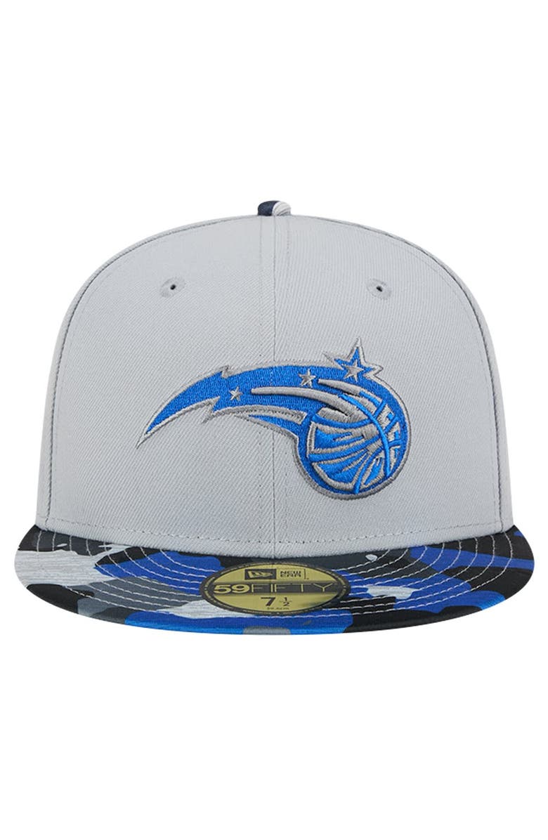 New Era Men's New Era Gray Orlando Magic Active Color Camo Visor 59FIFTY Fitted Hat, Alternate, color, Gray