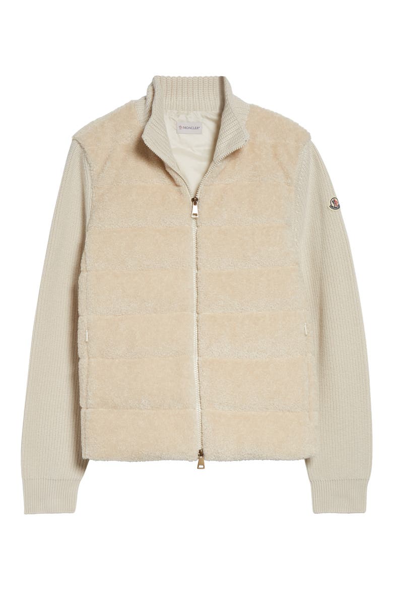 Teddy & Merino Wool Down Zip Cardigan, Alternate, color, IVORY