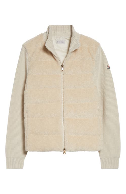 Moncler Teddy & Merino Wool Down Zip Cardigan In Multi
