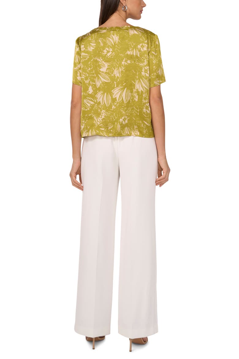 Floral Short Sleeve Top, Alternate, color, GREEN OASIS