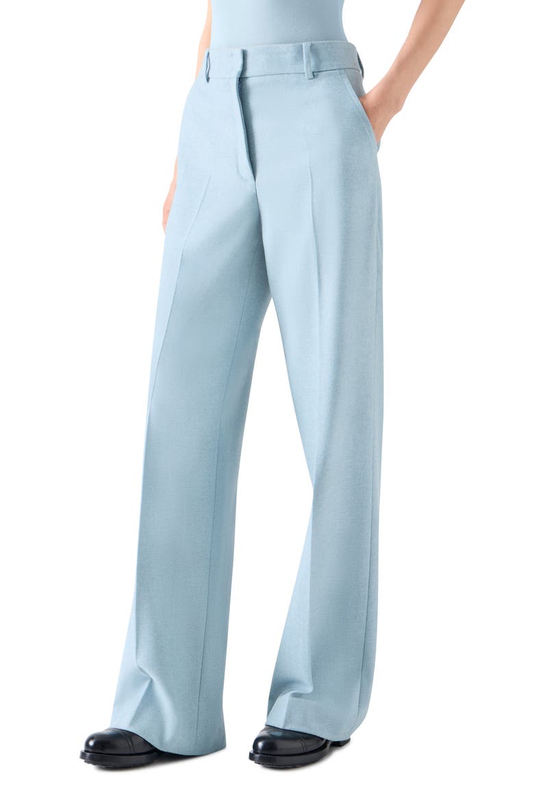 Straight Leg Wool Blend Flannel Pants, Alternate, color, LIGHT BLUE