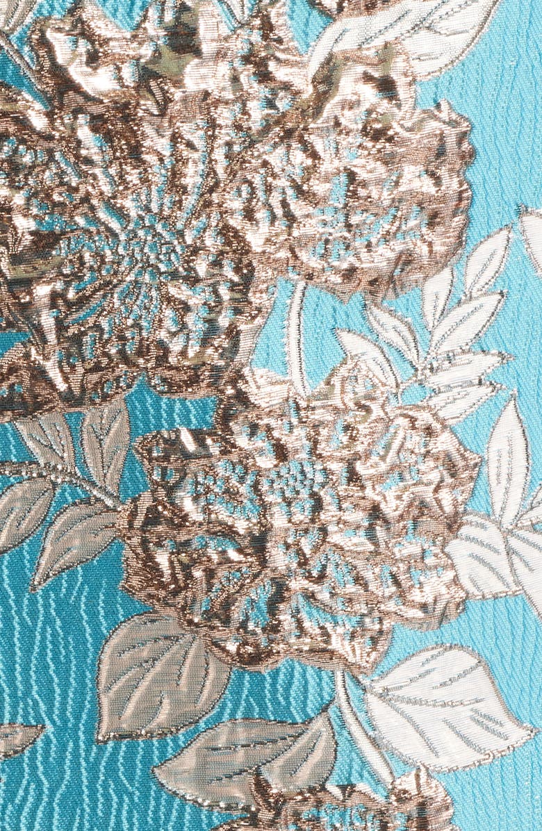 Lilly Pulitzer<sup>®</sup> Caitie Metallic Jacquard Skirted Romper, Alternate, color, Tangier Teal Floral Fling