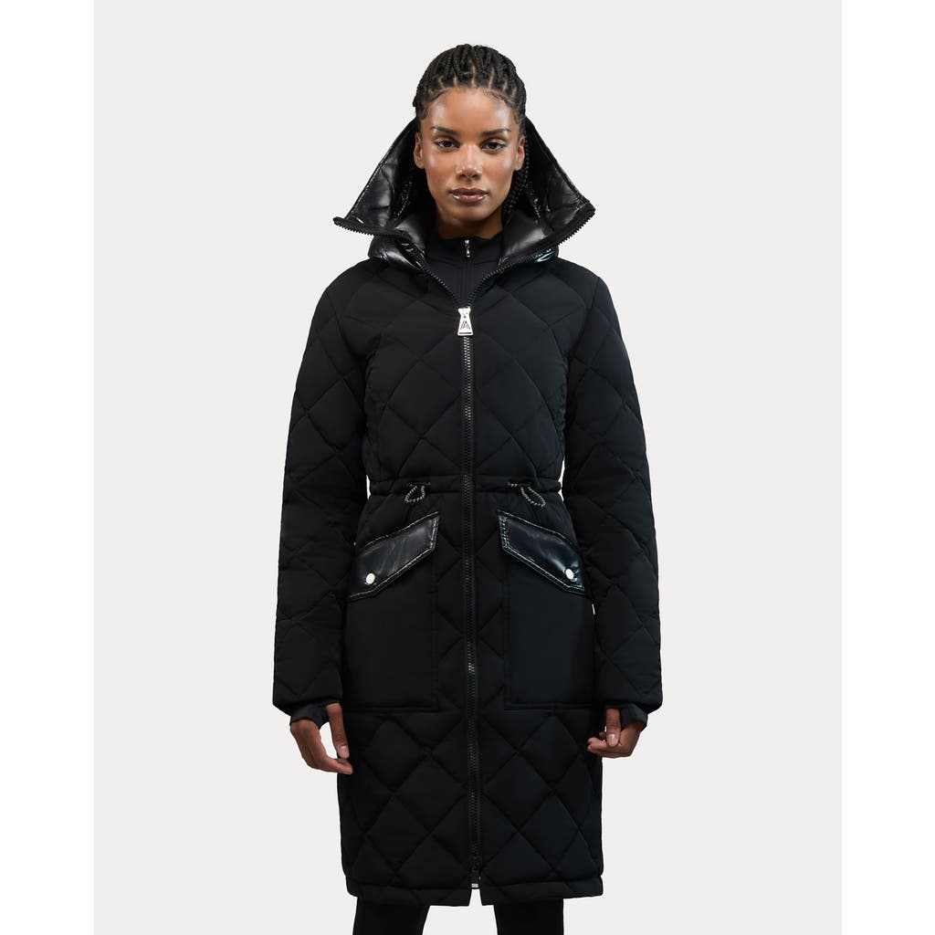 Alpenhaus Arly Elongated Hybrid Lightweight Puffer Coat In Black