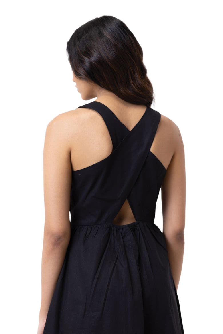 Cross-back Midi Dress, Alternate, color, Black