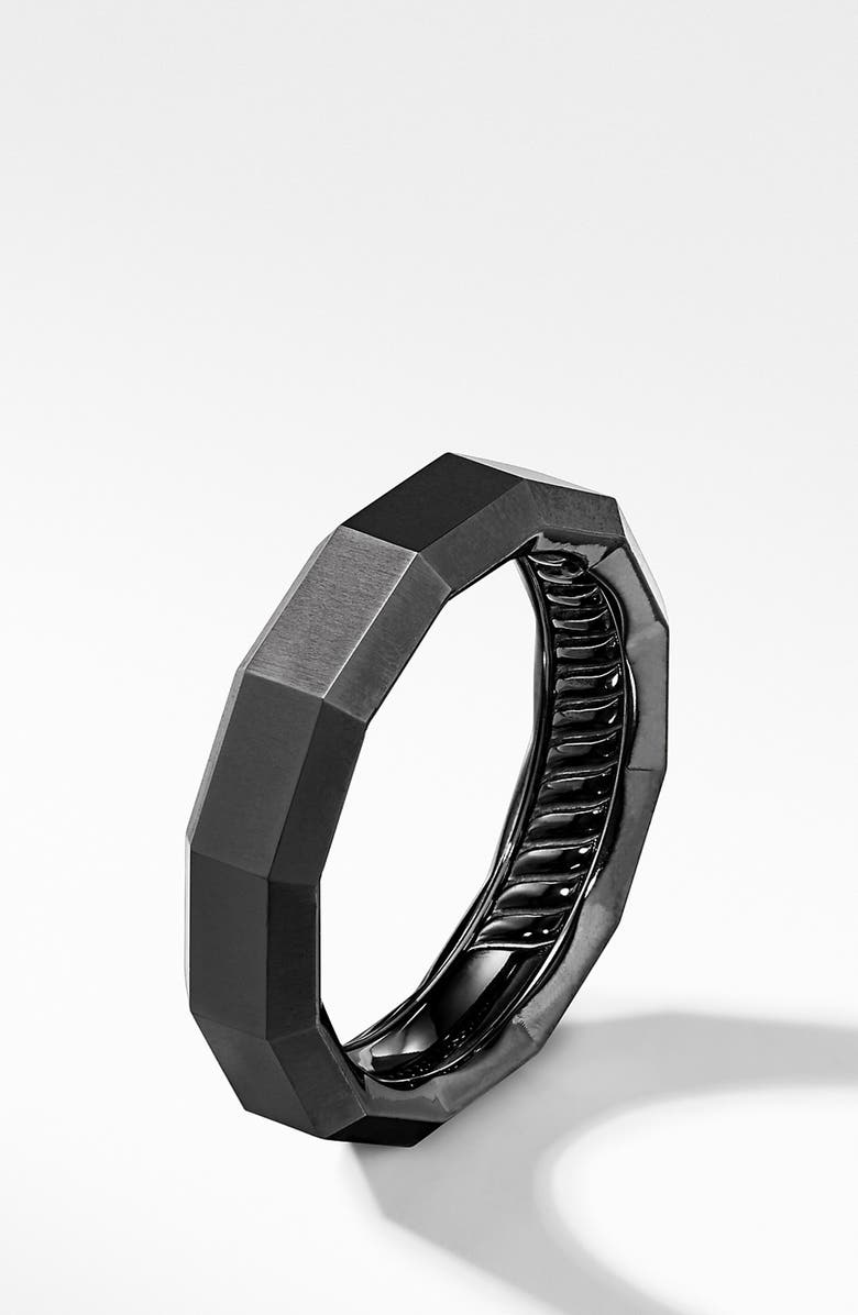 David Yurman Faceted Band Ring in Titanium, Alternate, color,