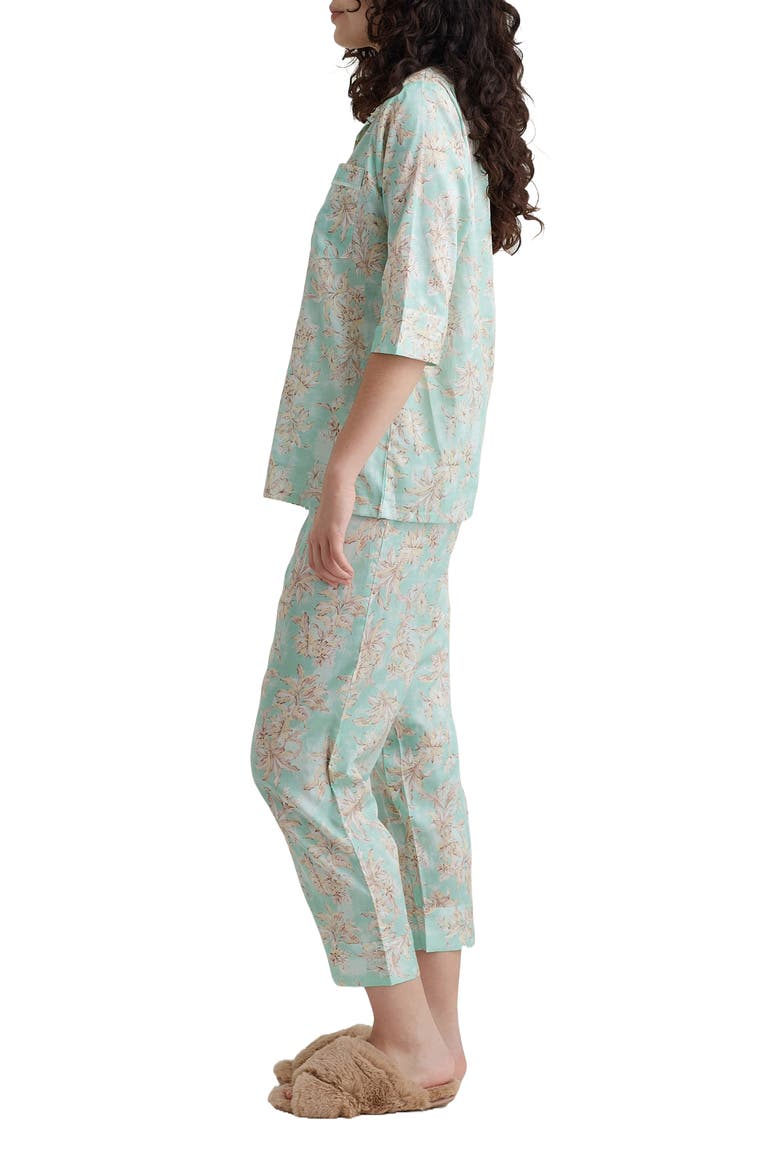 Bridget Crop Cotton Sateen Pajamas, Alternate, color, MINT