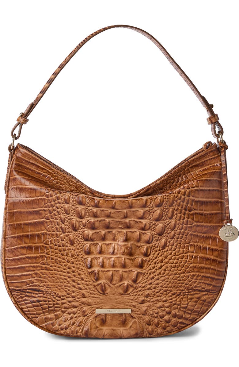 Brahmin Small Kathleen Croc Embossed Leather Shoulder Bag, Main, color, Cinnamon