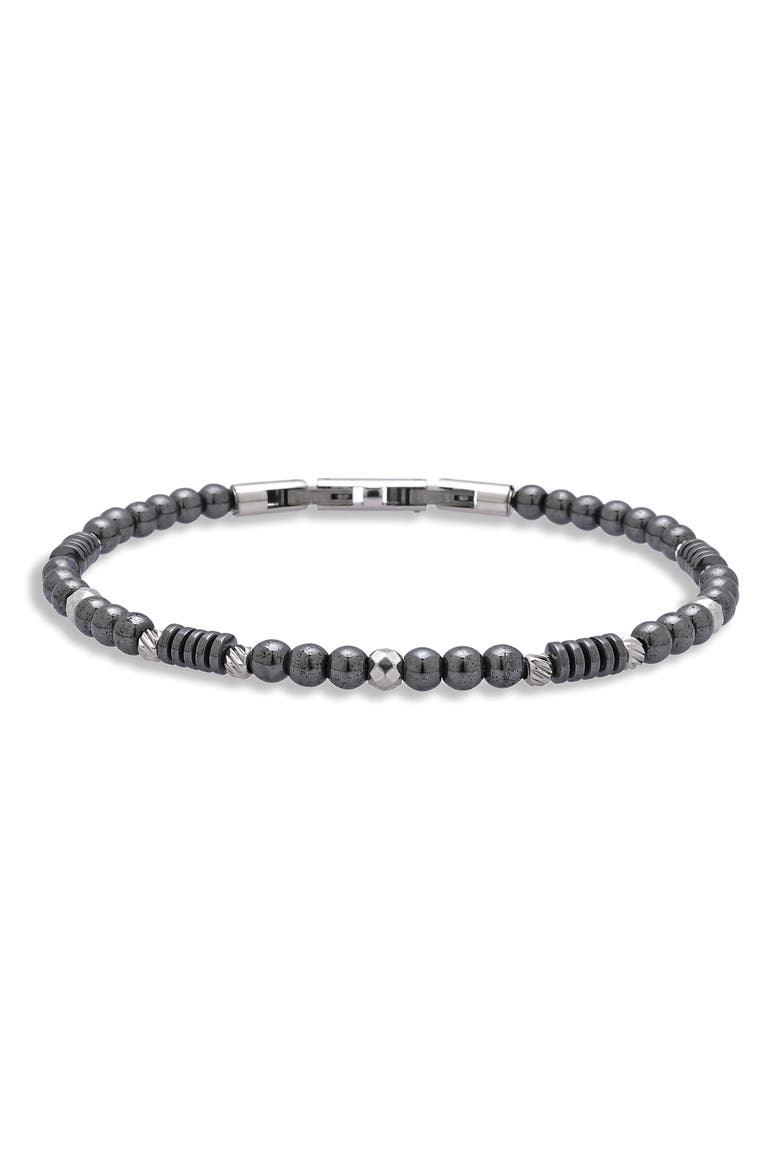 Storm Hematite Beaded Bracelet, Main, color, SILVER