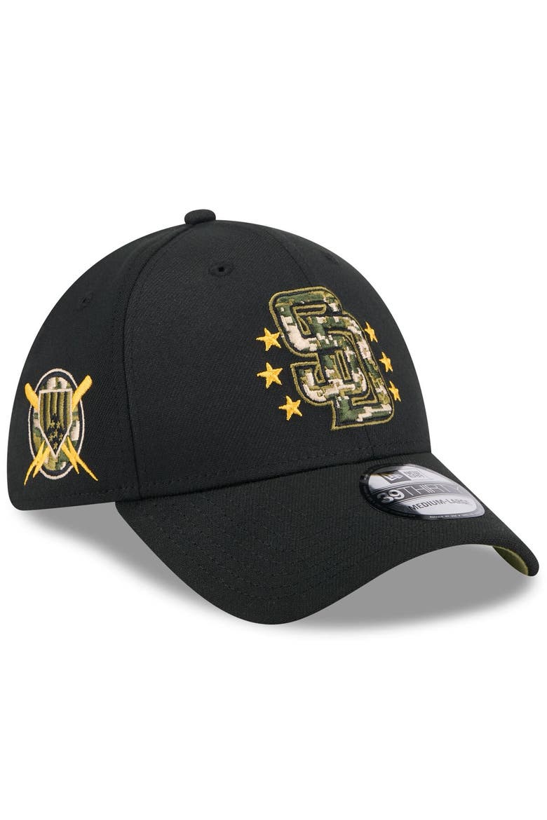 Men's New Era  Black San Diego Padres 2024 Armed Forces Day 39THIRTY Flex Hat, Main, color, Black