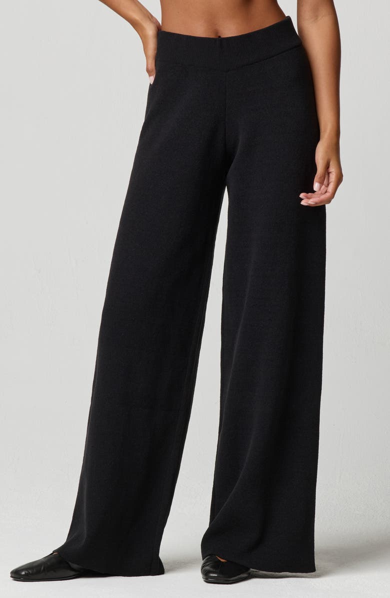 Florence by Mills Chenille Wide Leg Pants, Main, color, Black