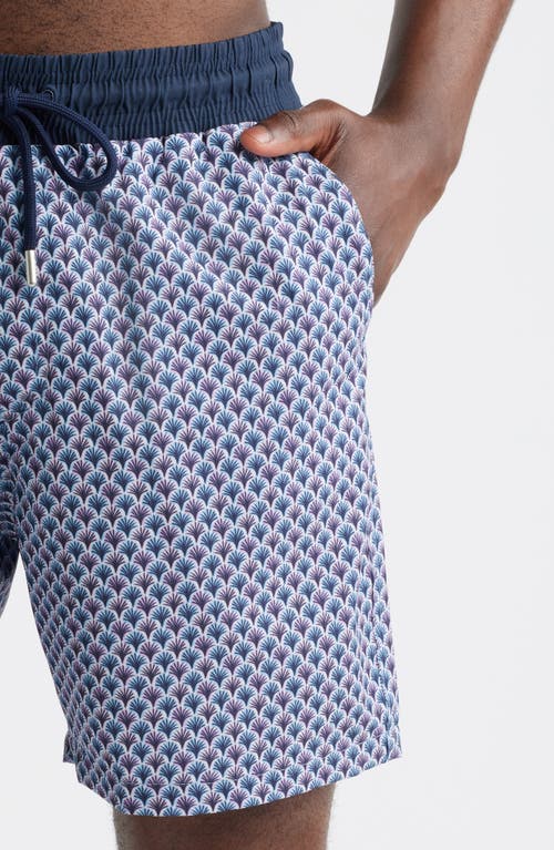 Stone Rose Geo Palm Print Swim Trunks
