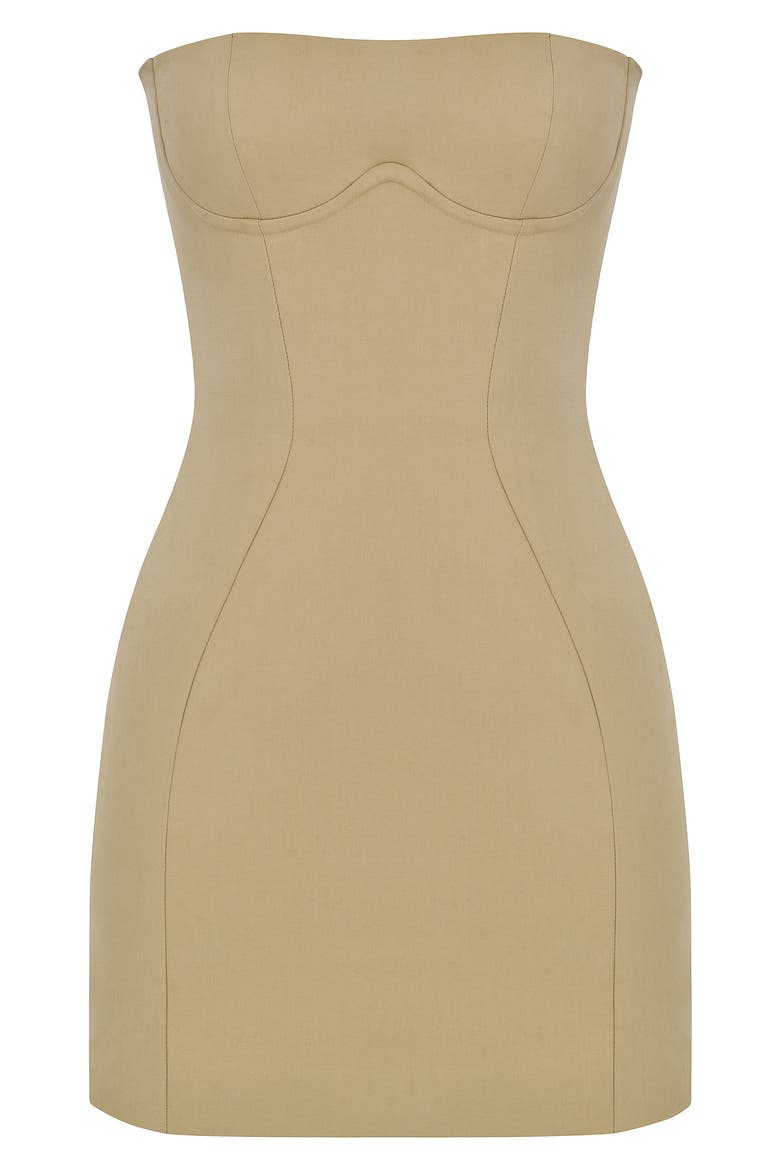 Elissa Strapless Minidress, Alternate, color, STONE
