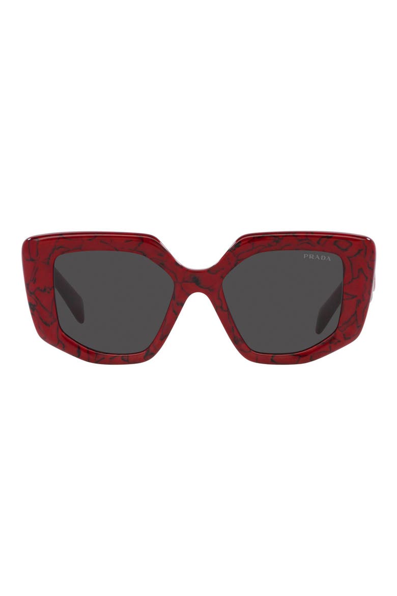 50mm Geometric Sunglasses, Main, color, RED/DARK GREY