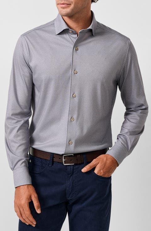 Neat Pima Cotton Knit Sport Shirt
