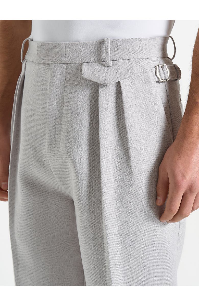Manière De Voir Pierre Relaxed Fit Textured Pleated Tailored Trousers, Alternate, color, Light Grey
