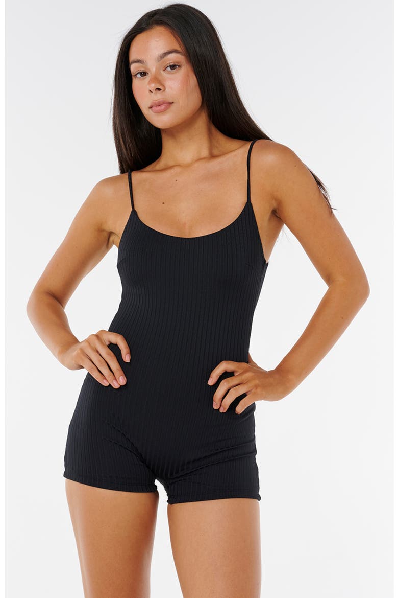 Surf Rib Romper, Alternate, color, BLACK