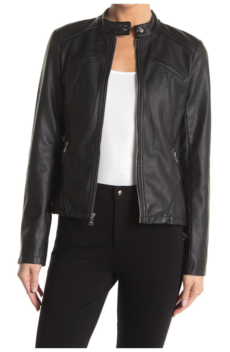 GUESS Faux Leather Racer Jacket, Main, color,