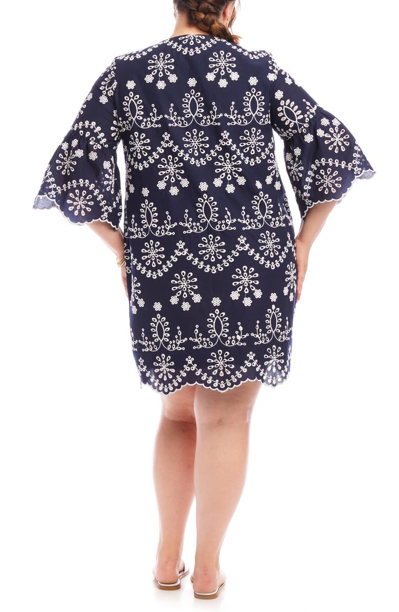 Karen Kane Embroidered Flare Sleeve Cotton Dress, Alternate, color, 