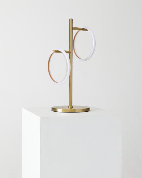 Brightech Saturn 21" Led Table Lamp With Built-in 3-way Dimmer And 2 Removable Ring Lights In Antique Brass