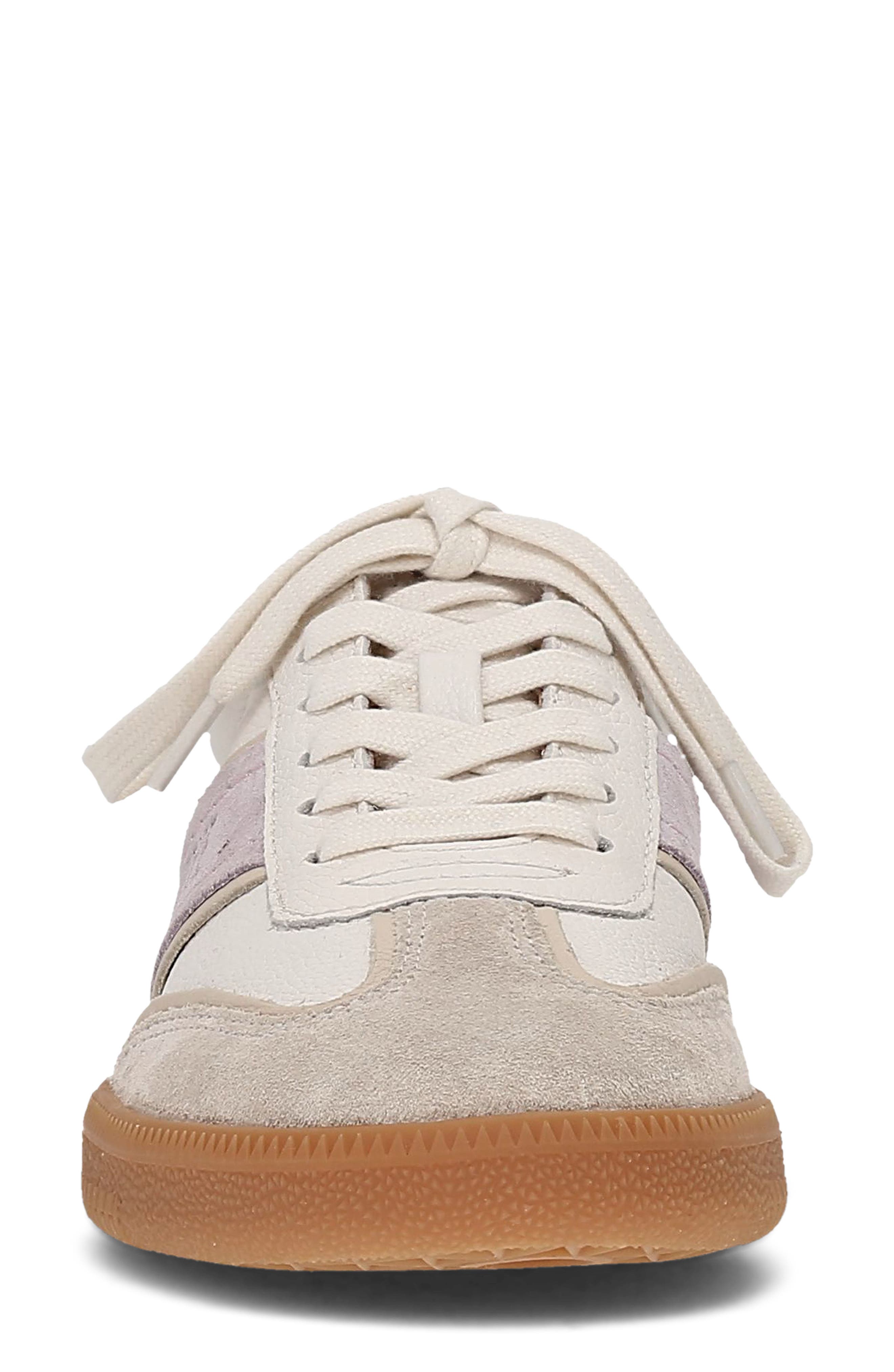 Milly Low Lace Leather Sneaker, Alternate, color, IVORY LAVENDER