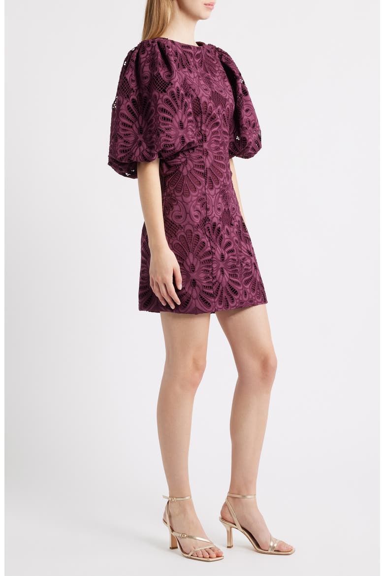 Kesia Embroidered Paisley Minidress, Alternate, color, PURPLE