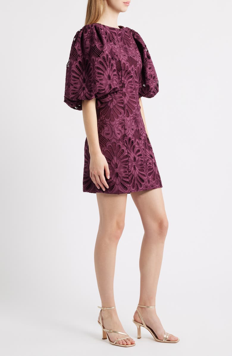 CIEBON Kesia Embroidered Paisley Minidress, Alternate, color, Purple