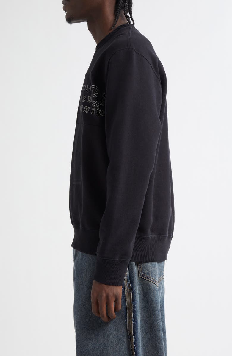 MM6 Maison Margiela Numeric Motif Embroidered Sweatshirt, Alternate, color, Black