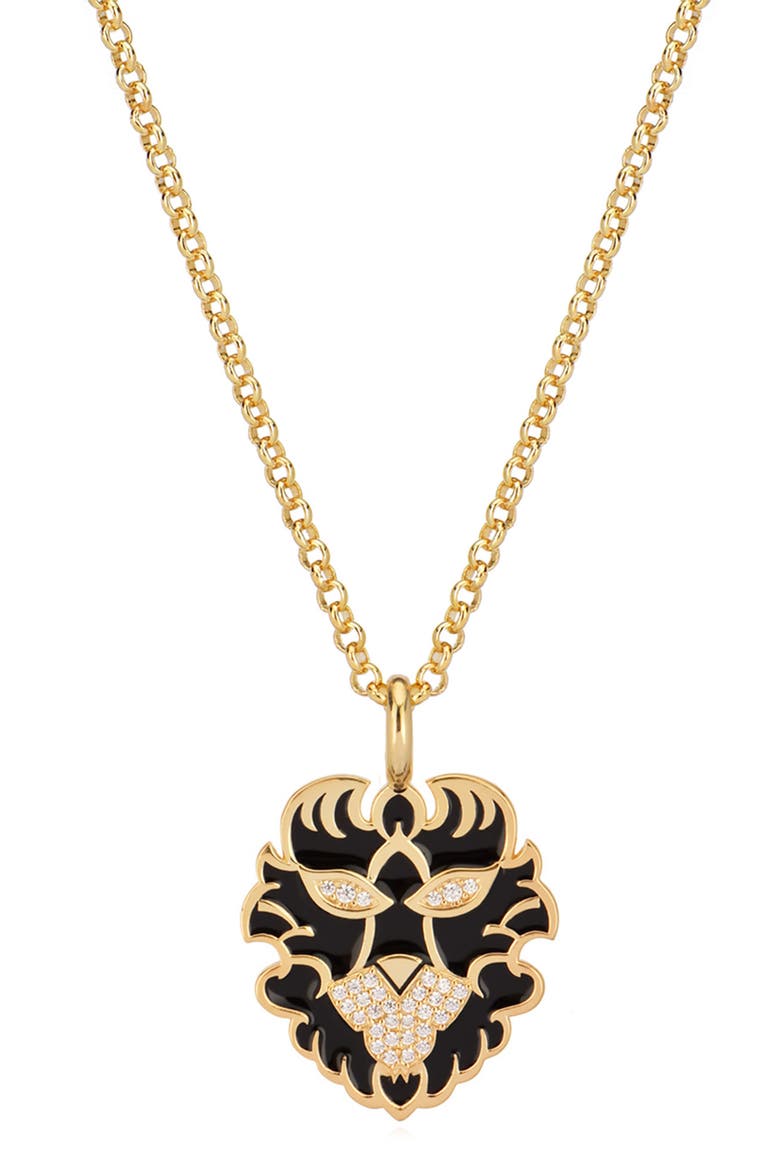 Lion Amulet Pendant Necklace, Main, color, GOLD