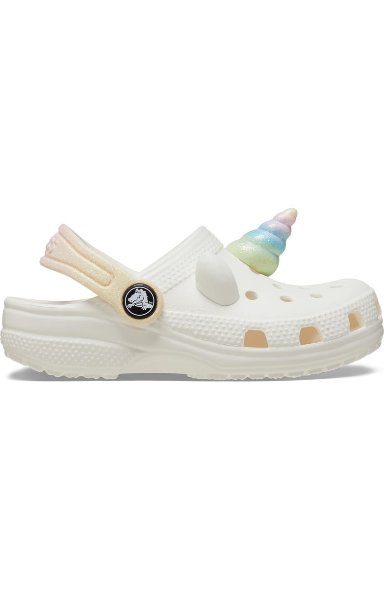 CROCS Classic I Am Rainbow Unicorn Water Friendly Slingback Clog, Main, color, Chalk