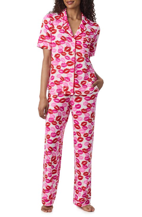 Short Sleeve Notch Collar Pajama Set