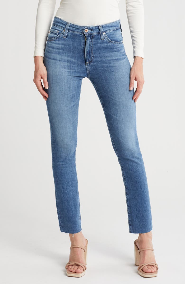 AG Mari Raw Hem Slim Straight Jeans, Main, color, Ocean Pearl