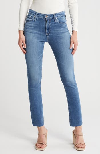 Ag Mari Raw Hem Slim Straight Leg Jeans In Ocean Pearl