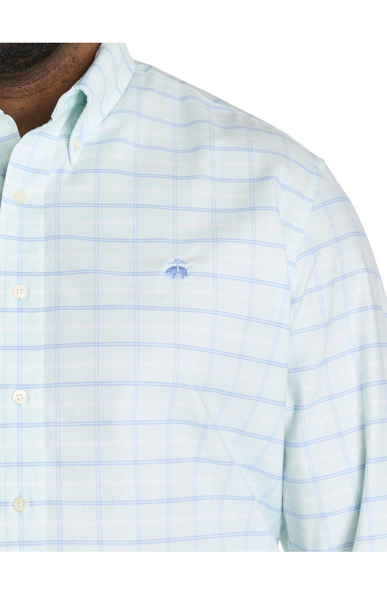 B+T Essentials Fit by Dxl Big & Tall Non-Iron Oxford Check Sport Shirt, Alternate, color, Bleached Aqua