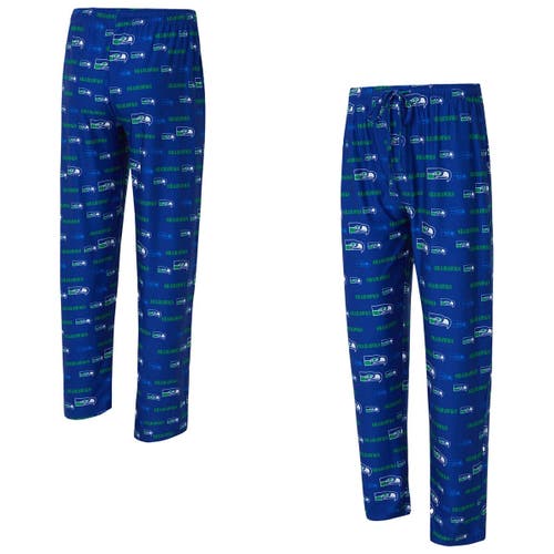 Concepts Sport Men's Royal Seattle Seahawks Retro Mosaic Allover Print Knit Pants In Blue