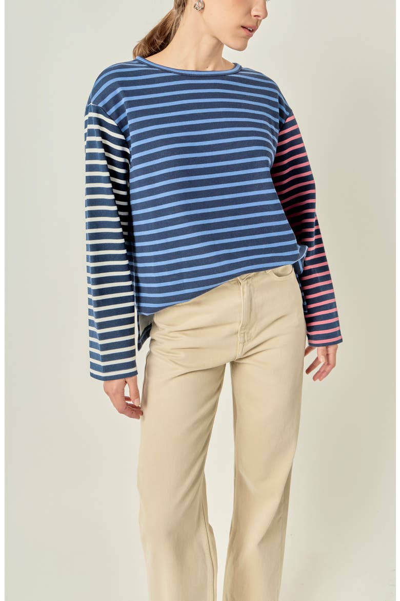 Mixed Stripe Top, Alternate, color, NAVY MULTI