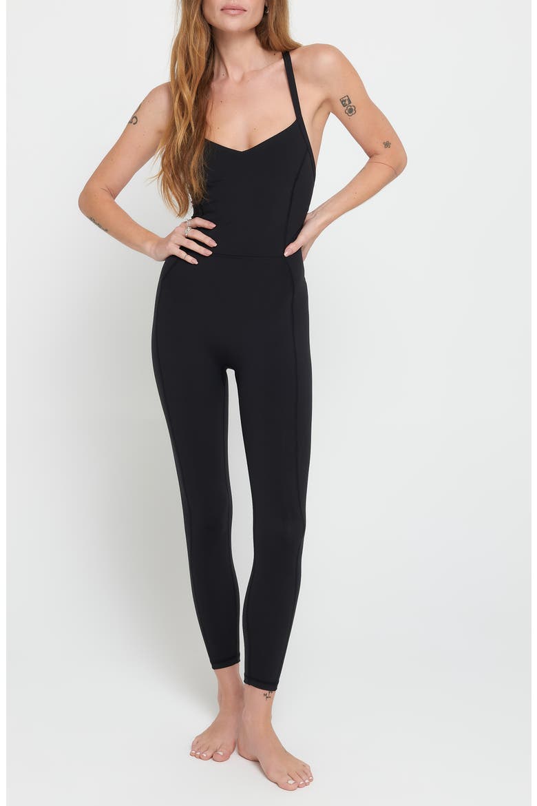 Margot Crossover Strap Bodysuit, Main, color, BLACK
