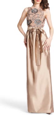 EMILY SHALANT Sequin Lace & Taffeta Gown